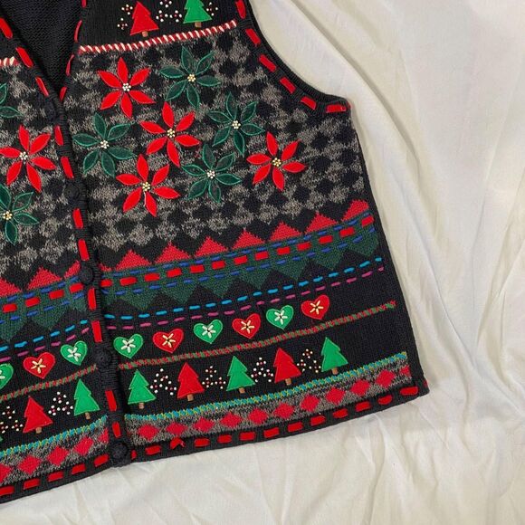 Designers Studio Cotton blend 1990s Vintage Nostalgia Christmas Knit Vest XL - Picture 2 of 6